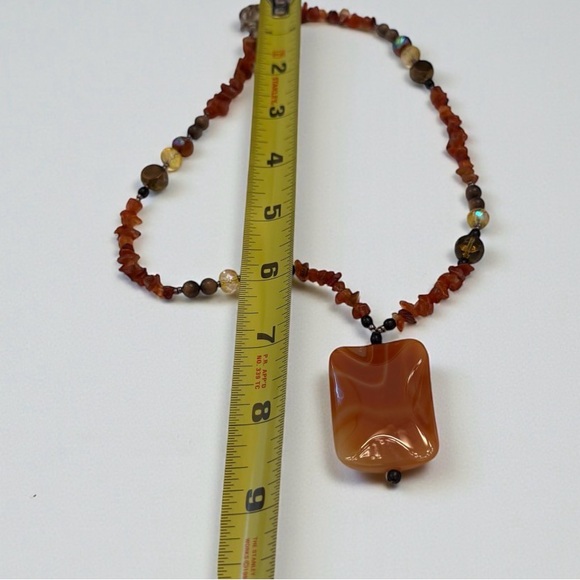 Vintage Handmade Orange Carnelian Natural Stone Beaded Necklace - Picture 7 of 7